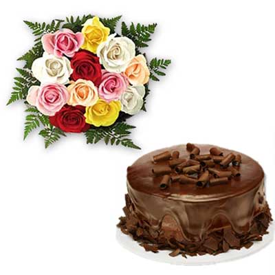 "Delicious Chocolate cake - 1kg + Flower bunch - Click here to View more details about this Product